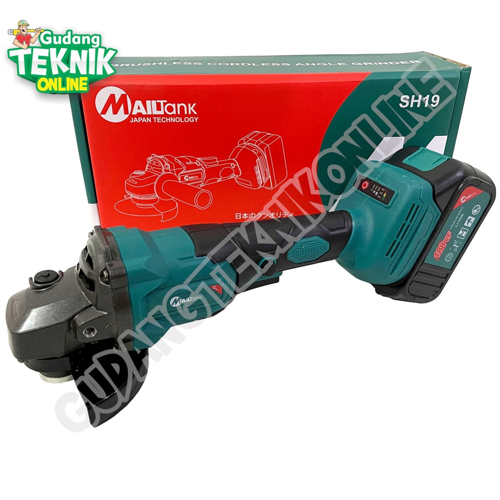 Gerinda Tangan CORDLESS 4" SH19 MAILTANK BRUSHLESS / Mesin Gerinda Tangan 4 Inch BATERAI BATTERY SH-