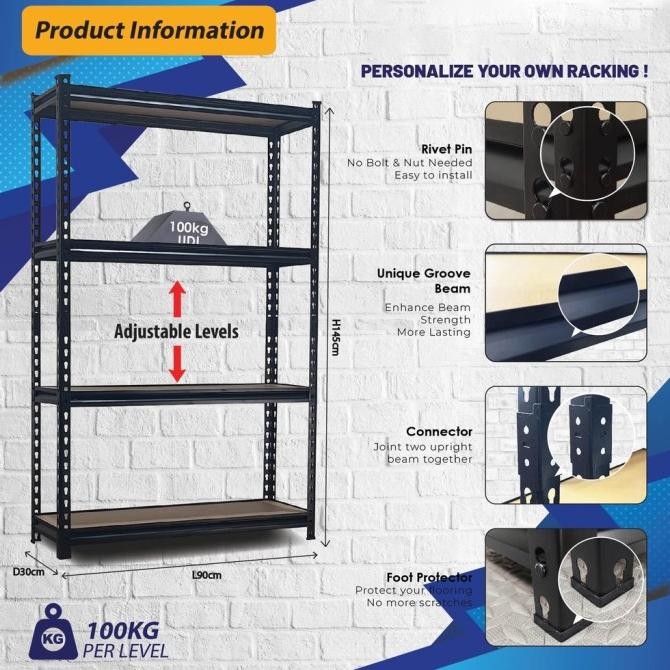 Rak Besi Serbaguna Rak Berkapasitas Besar Berlapis-lapis Rak Gudang
