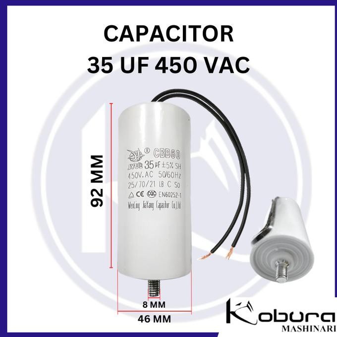 Promo Capacitor CBB60 Kapasitor 35 UF 450 VAC Baut Untuk Mesin Elektromotor Kompressor Angin Portabl