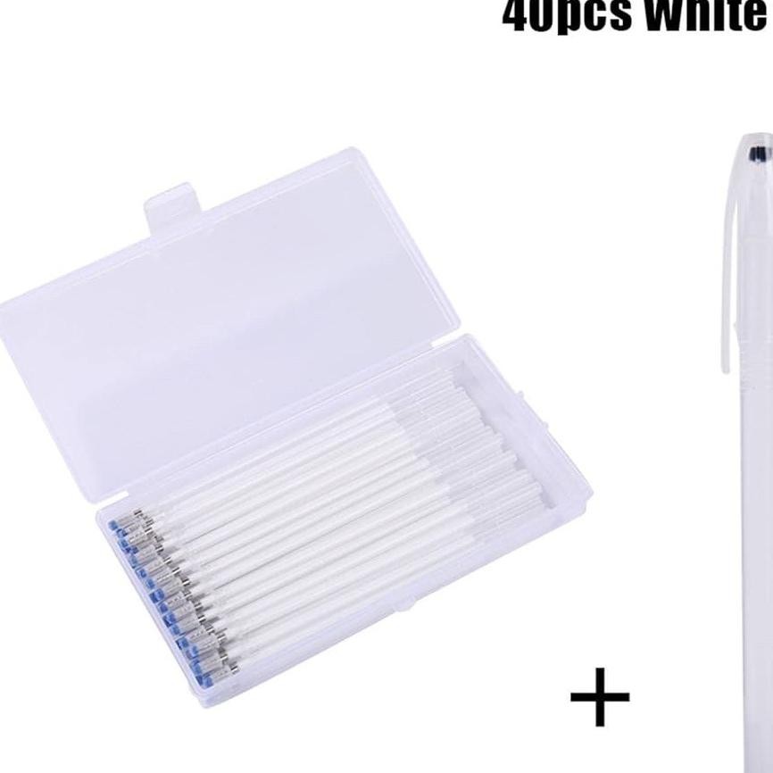 

40Pcs Pen Putih Heat Erasable Leather Kulit Sintetis Bolpen Jahit Spidol Jahit Kain Pen Penanda Kain Pen Pola Panas Bolpoin Kain Pulpen Pola Jahit Hilang Disetrika