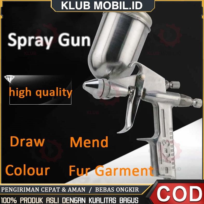 K3 Spray Gun Spet Cat Angin Mesin Kompresor F75 Tabung Atas 400ml Alat Spet Semprot Cat Tabung Atas