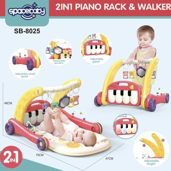 2 in 1 Piano Playmat & Push Walker Spacebaby SB 8025 SB-8025 SB8025