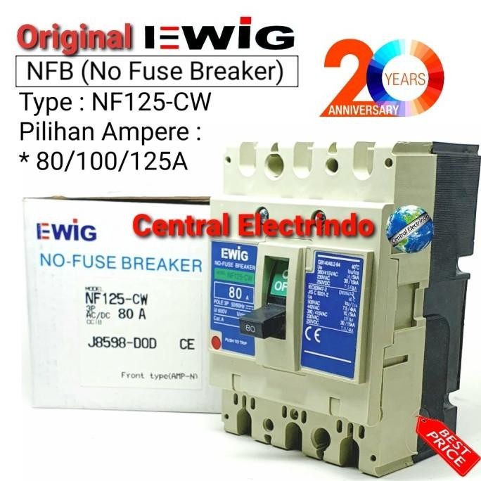 MCCB NFB 125CW 80A/100A/125A EWIG(model MITSUBISHI).