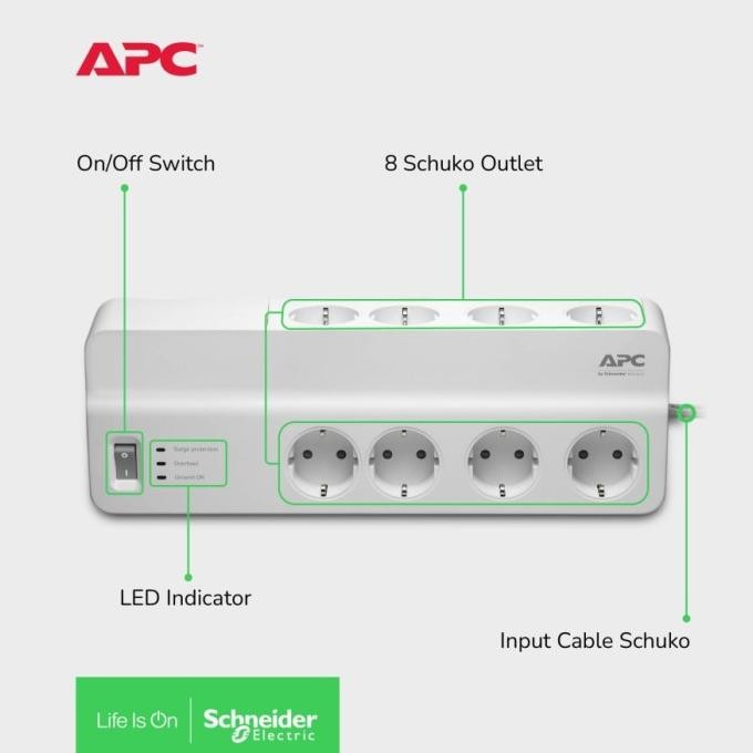 Miliki Apc Surge Protector Apc Pm8-Gr Pm8Gr 8 Oultet Anti Petir