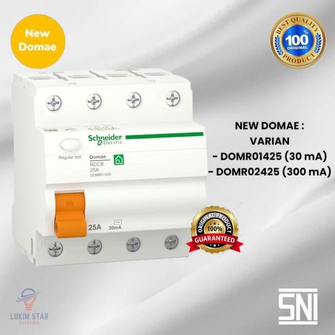 ELCB SCHNEIDER DOMAE 25a 3Phase 300MA/30MA 25A 4phase ELCB 4 Phase 25A