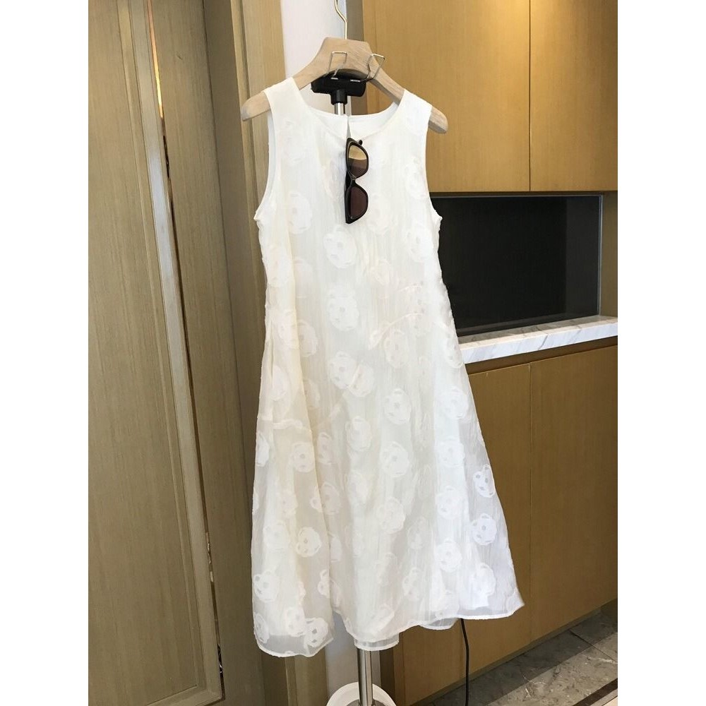 New Arrival First Release Plus Size MM Three-Dimensional Jacquard round Neck Sleeveless Vest Dress W