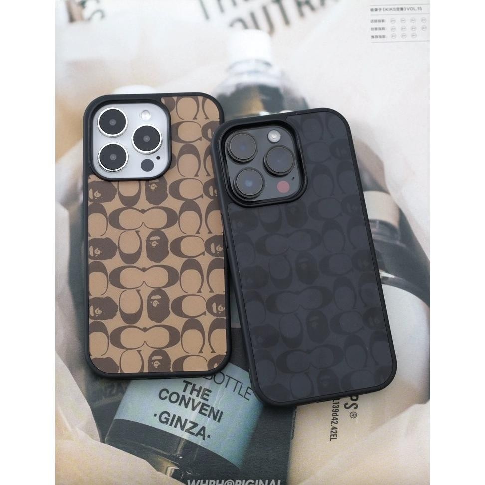 IDNS Hardcase Coach x Bape 01 Brown Case Iphone 11 12 13 Pro Max 14 Pro Max 15 Pro Max