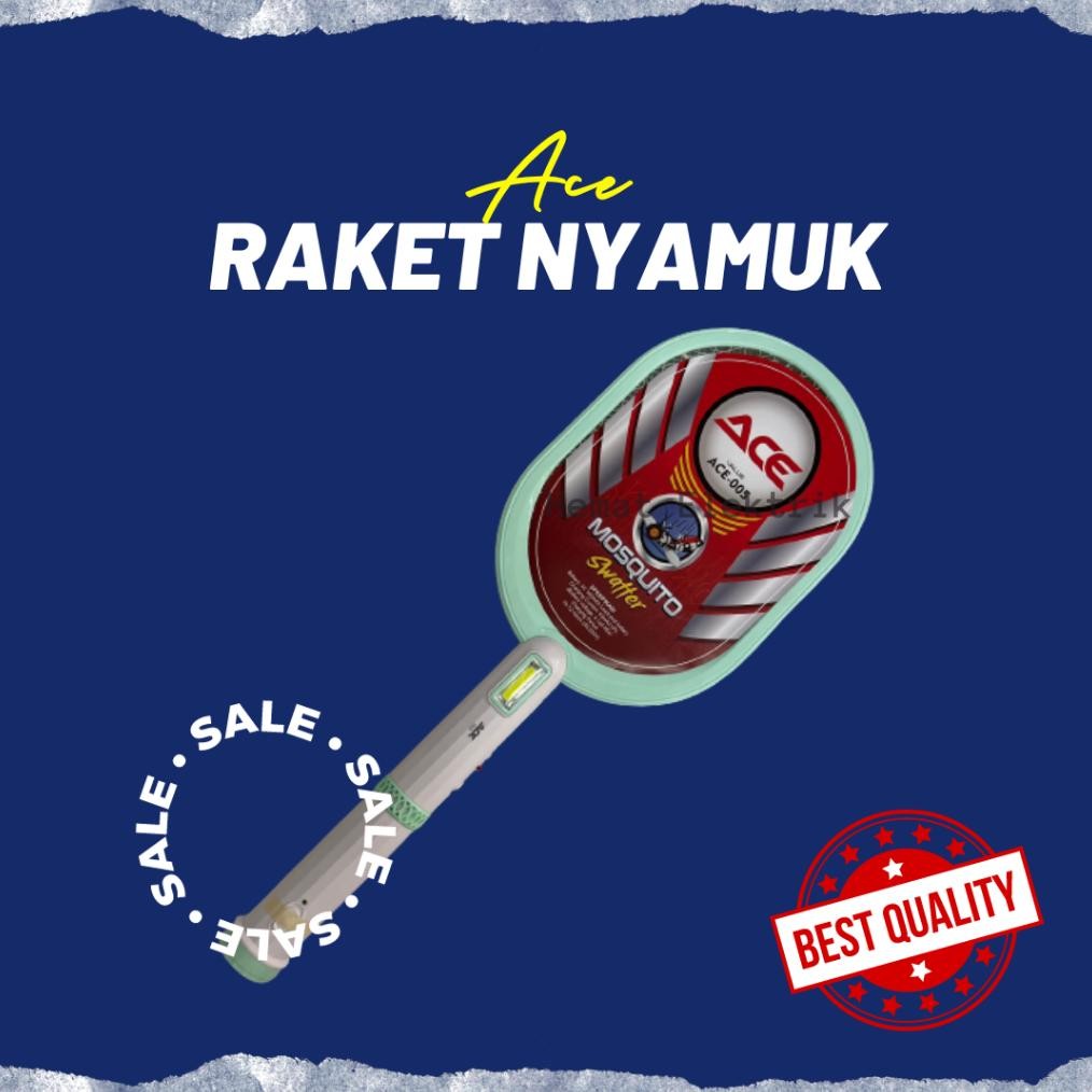 Raket Nyamuk Charger Listrik ACE 005 Pembasmi Nyamuk Elektrik Mosquito Killer 2 in 1 Dengan Senter E