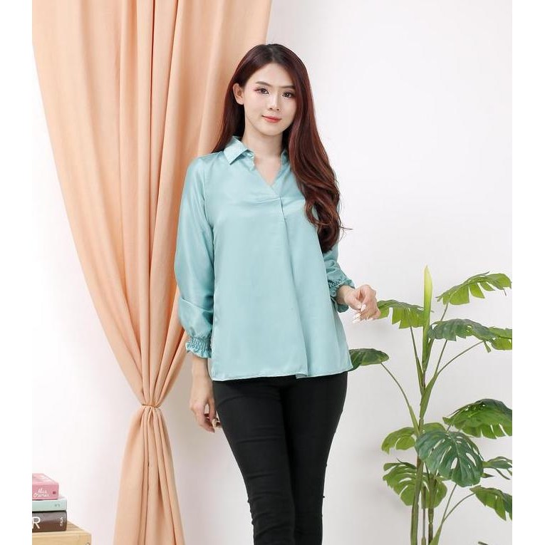 Tersedia YN 3294 Top Blouse Fashion Wanita Jumbo Andira Satin Premium