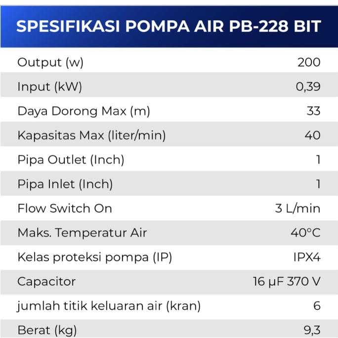 Murah Pompa Air Shimizu Pb 228 Bit / Pompa Shimizu Super Booster Pb 228 Bit
