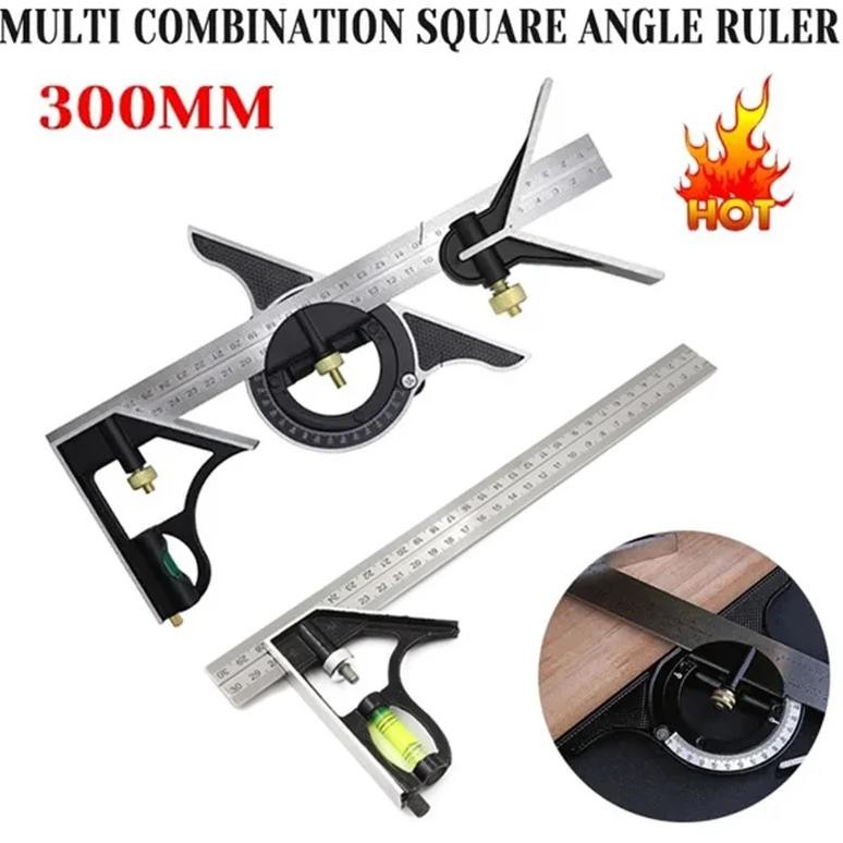

Square Right Angle Ruler Protractor Movable Square Woodworking Angle Ruler Stainless Steel Measuring Tools Multi Combination Set