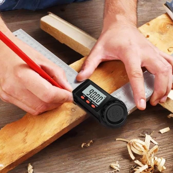 Goniometer Digital Protactor Penggaris Bujur Derajat 200mm 2 in 1