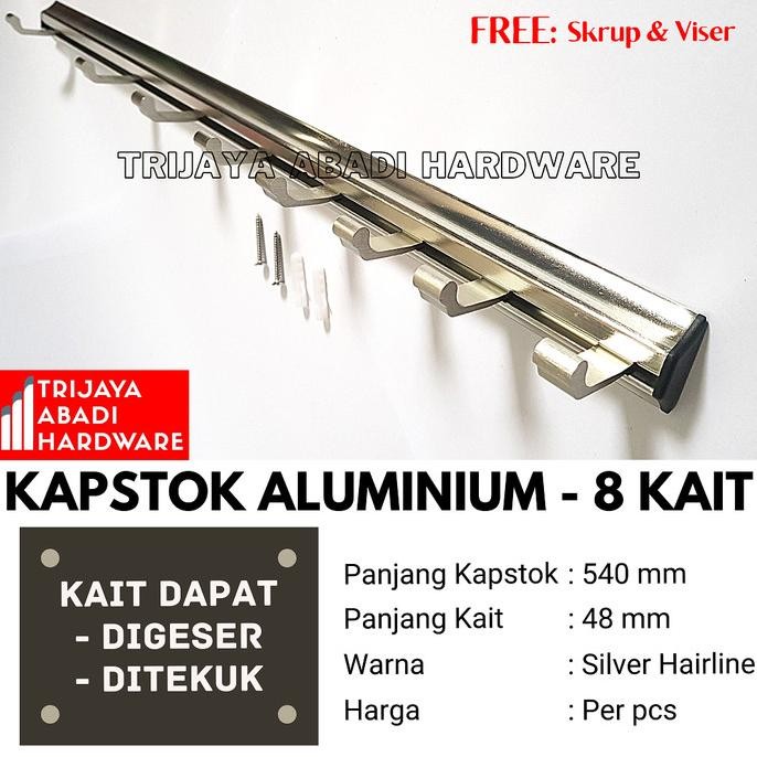 Kapstok Aluminium 8 Kait - Single Hook Capstock - Gantungan Baju