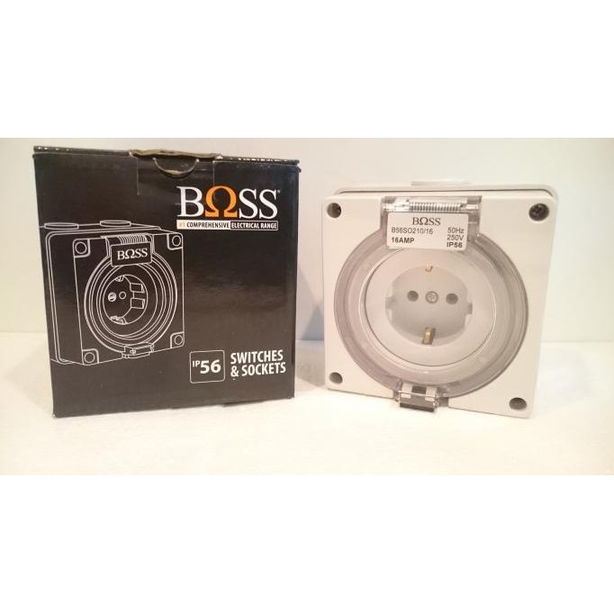 Terjangkau Boss, B56So210/16, 2P 16A, Ip56, Srop Kontak Industrial (2 Pin 16 Amp)