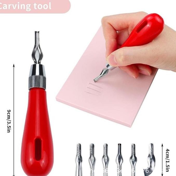 ready  6pcs Lino Carving Tools Lino Cutter Set Alat Ukir Pahat Ukir Lino