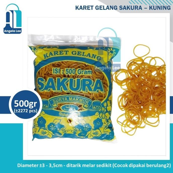 

ready !!! Grosir Karet Gelang Kuning Sakura 14mm @ 500 Gr Elastis