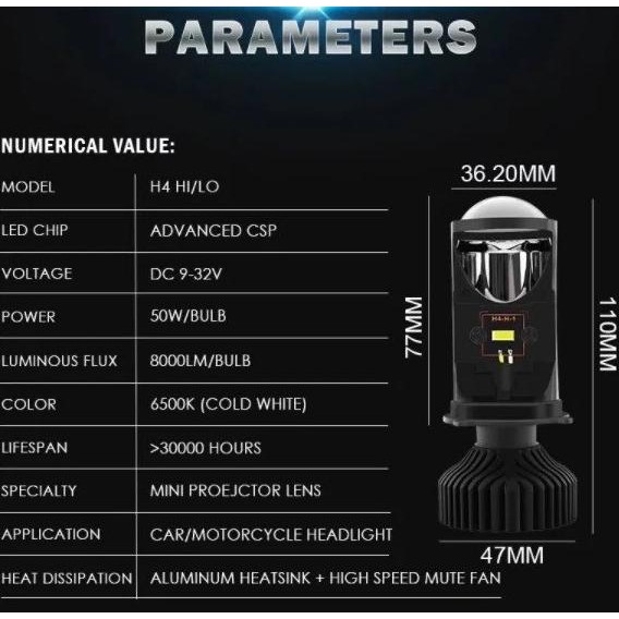 Lampu LED Projie H4 Mini Projector VINYX L6K H4 Motor Mobil Y9 Y6 SBY