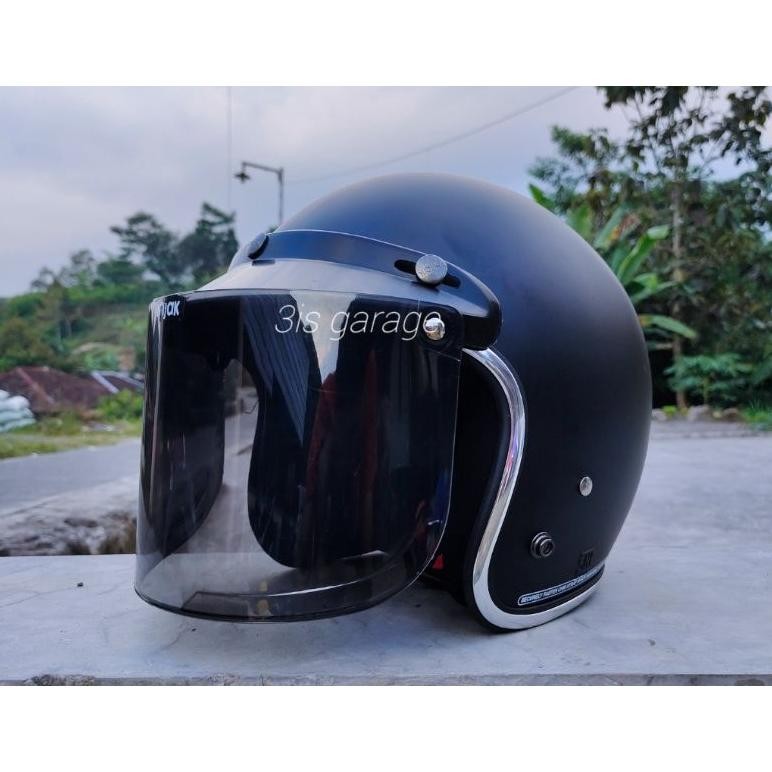 HELM BOGO DEWASA HELEM BOGO CLASSIC HELM BOGO RETRO PRIA WANITA KACA DATAR SNI