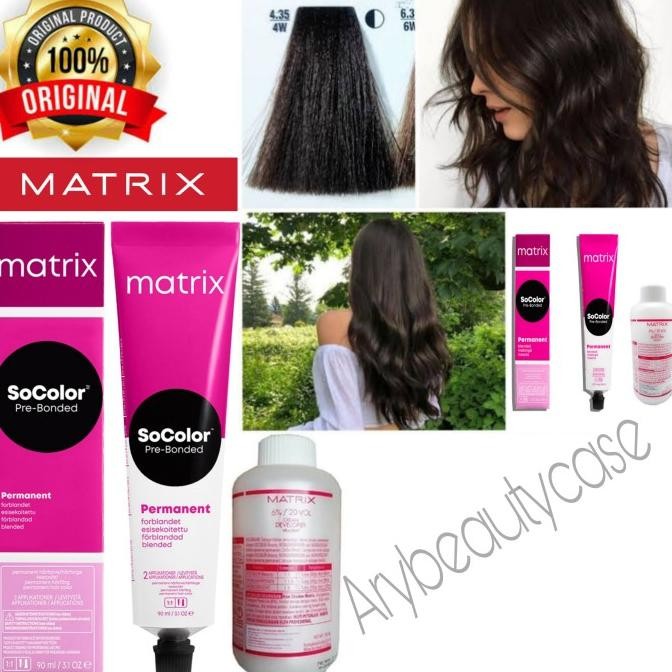 Matrix socolor cat rambut + oxidant pewarna Warm dark brown 4.35 4W