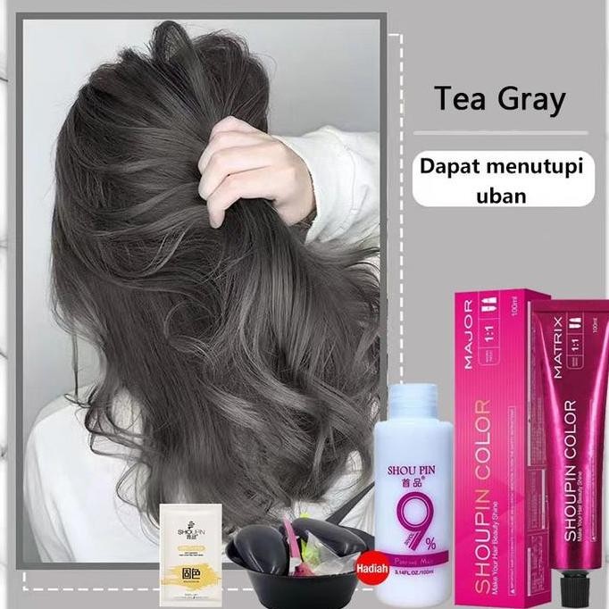 SHOUPIN Pewarna Rambut Permanen Pewarna Rambut Abu-abu Abu-abu Coklat Pewarna Rambut Abu-abu Perak M