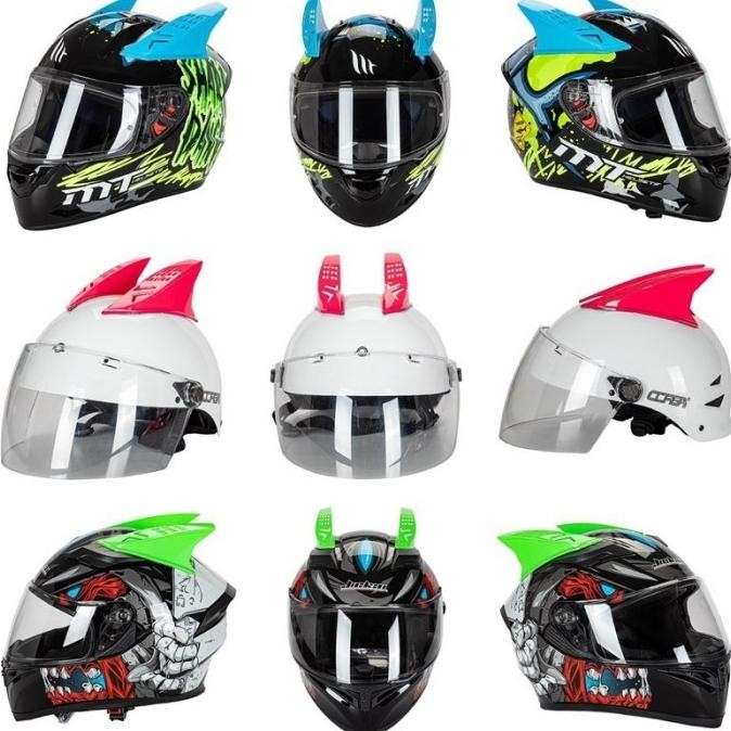 1 Pasang tanduk helm motor bergaya punk / tanduk helm cyberpunk edisi 2024