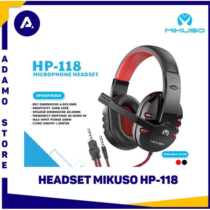 Headset Mikuso HP-118 Headphone Gaming Microphone