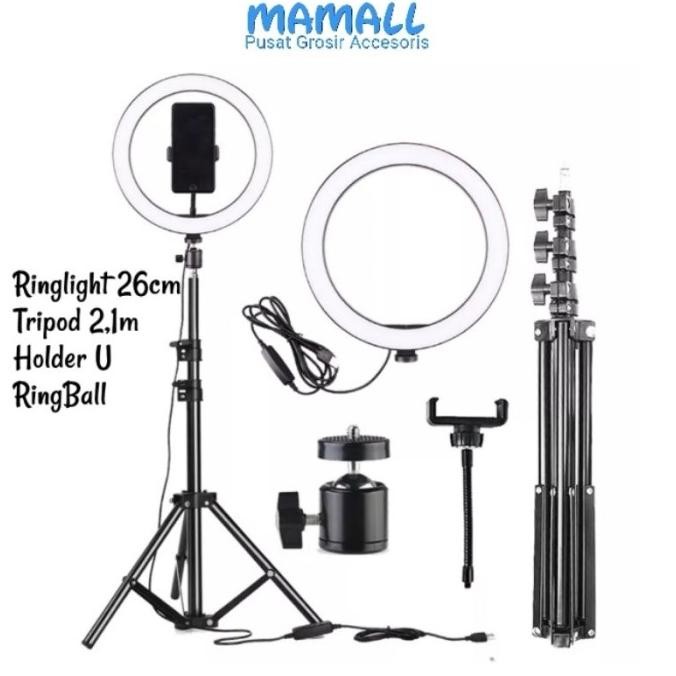 PROMO Tripod Ring Light 26cm 2 Meter Besi Handphone Tripod RingLight