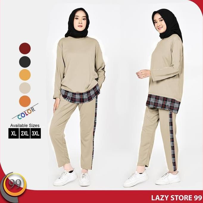 Jual Murah Um Set Setelan Kaos Celana Olahraga Muslimah Training Senam Wanita Lengan Panjang Bahan B