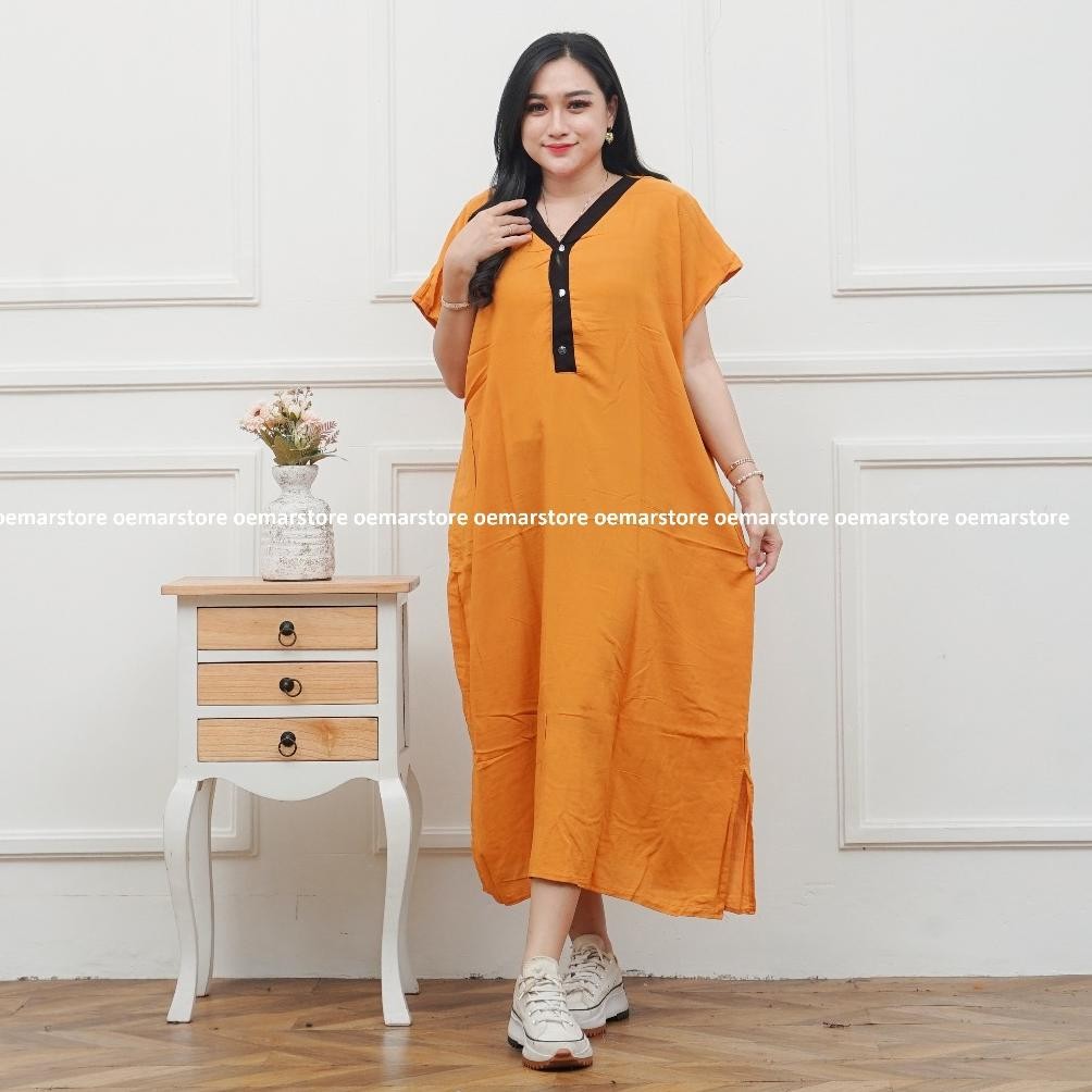 gjk-25 PJ24 Daster Lisa Busui Friendly || Kancing Depan || Variasi Lis Hitam || LD 135 PB 120 Murah 