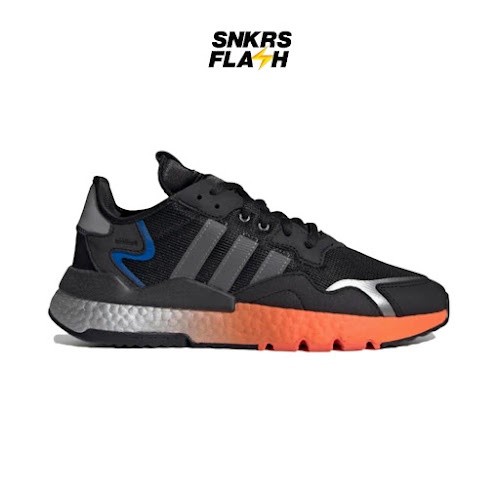 ADIDAS Nite Jogger Black Orange Silver Sepatu Sneakers Pria - FY3686 - Size 47.5