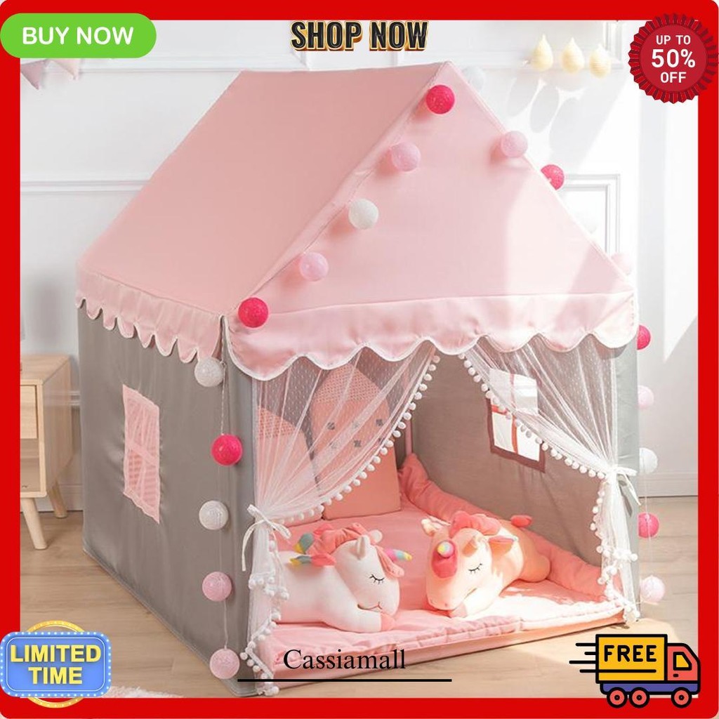 Tenda Anak-Anak Tenda Ulang Tahun Rumah Kecil Kastil Putri Tenda Dalam Ruangan Siap Kirim