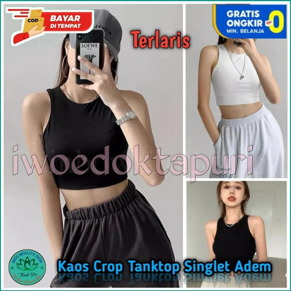 sd-67 New Arival IWD Kaos Singlet Tanktop Wanita Crop Pakian Dalam Tangtop Basic Polos Premium Bahan