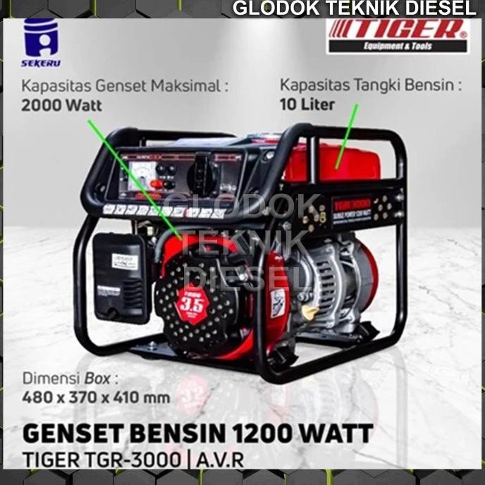 Genset Generator Listrik Type 3000 1200 Watt Bensin Portable