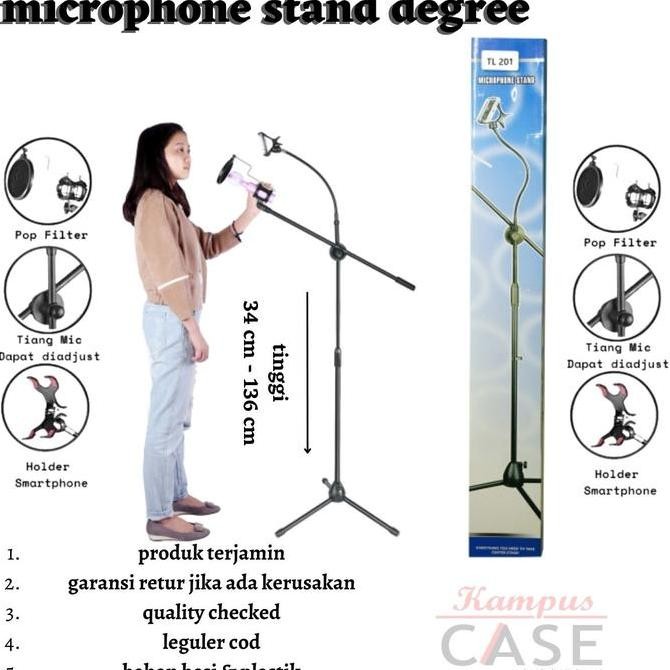 Stand Mic MT 165 Tripod Microphone Lantai Jepit HP Holder HP / Stand Mic Panjang Degree 360 Aluminiu