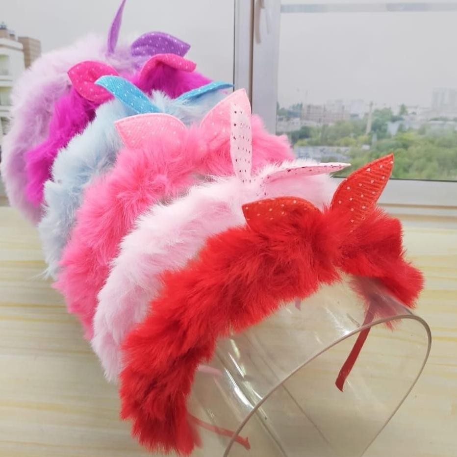 Viral aw-96 IWD Bando Bandana Bulu Pom Chibi PITA BD-001`Warna Lembut Headband Ikat Rambut Aksesoris