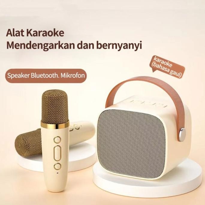 Speaker Microphone Karaoke Set Bluetooth Mini Full Bass Portable Karaoke Bass K1 Microphone Speaker 