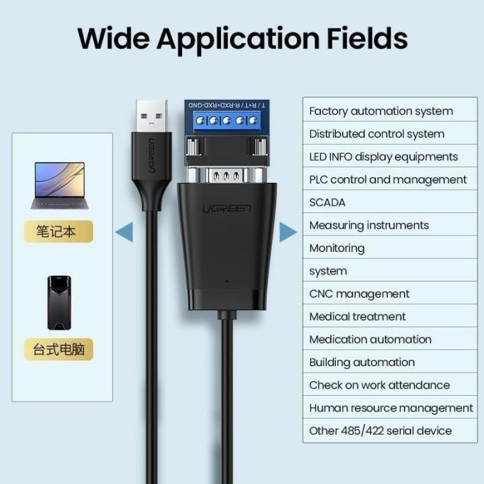 Ugreen USB to RS422 RS485 Serial Port Converter DB9 Male FTDI-60562