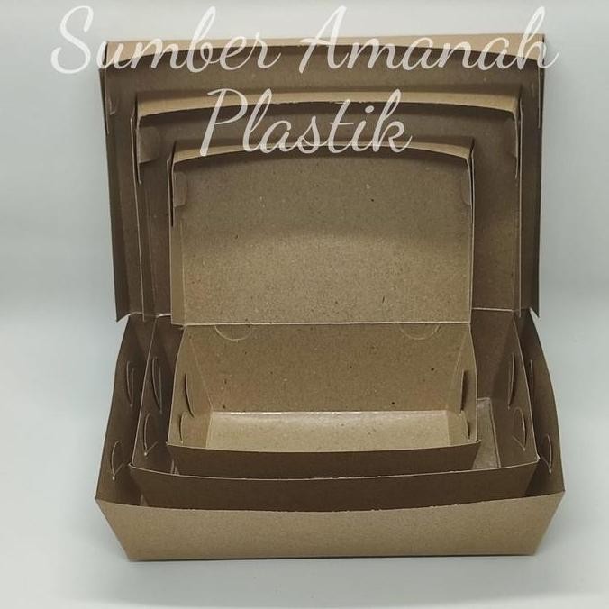 HJK Lunch Box Paper Kraft Laminasi Anti Minyak S M L | Kotak Nasi | Dus Kemasan Isi 25 Set kardus  b
