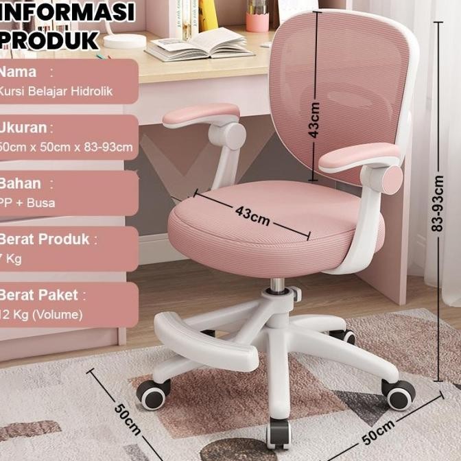 Kursi Kantor Kursi Belajar Anak Kursi Kerja Kursi Komputer Kursi Putar Roda Kunci Otomatis Kursi Mul