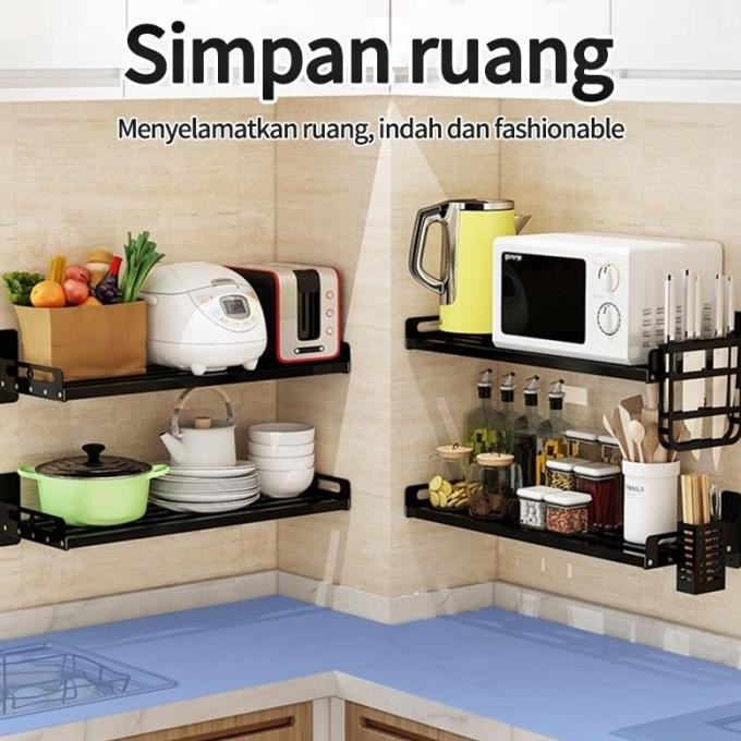 Rak Microwave Rak Dapur Dinding Rak Bumbu Gantung yang Oven Rak Kitchen Rack Tempat
