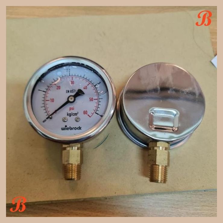 [BSL] PRESSURE GAUGE RAKET STAINLESS KUNINGAN 4" INCH 70 KG/BAR 1000 PSI