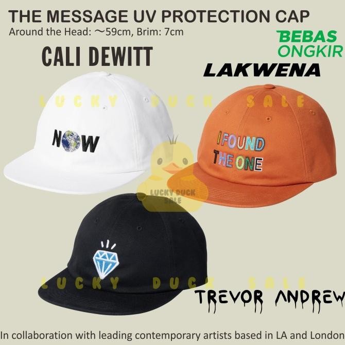 UNIQLO Topi Message UV Protection Cap Cali Dewit Lakwena Andrew Trevor