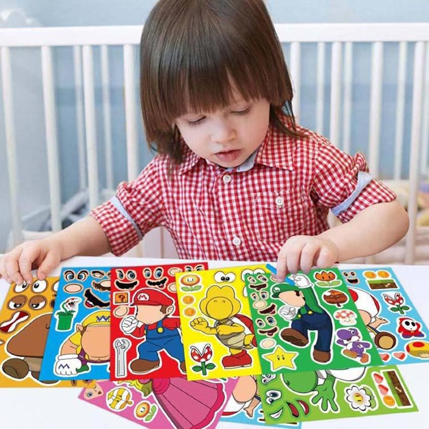 

Premium 12Pcs Kartun Mario Teman Anak Anime DIY Puzzle Stiker Orang Tua-Anak Puzzle Interaktif Buku Pegangan - Stiker Graffiti Kartun Super Mario DIY High Quality