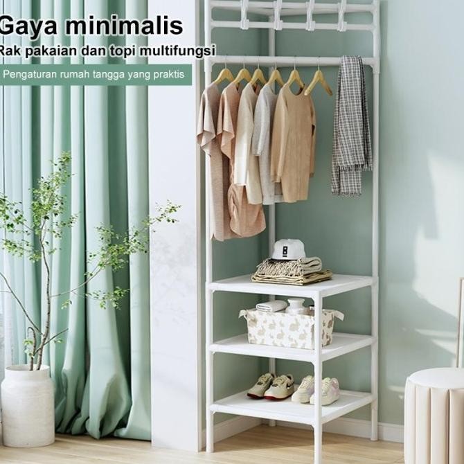 Rak Baju Gantung Sudut Rak Hanger Sudut Stand Hanger Sudut Gantungan Baju Sudut 45X45X180cm