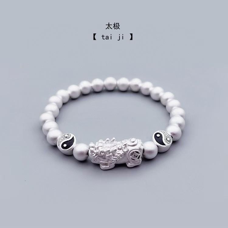 999Gelang Perak Gaya Kuno Perak Sterling/Gelang Pasangan Pria dan Wanita, Slim Fit Gelang Perak