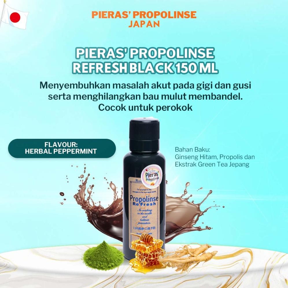 MARINA PIERAS PROPOLINSE RRESH BLACK MOUTHWASH 150ML FOR SMOKERS OBAT KUMUR PEROKOK