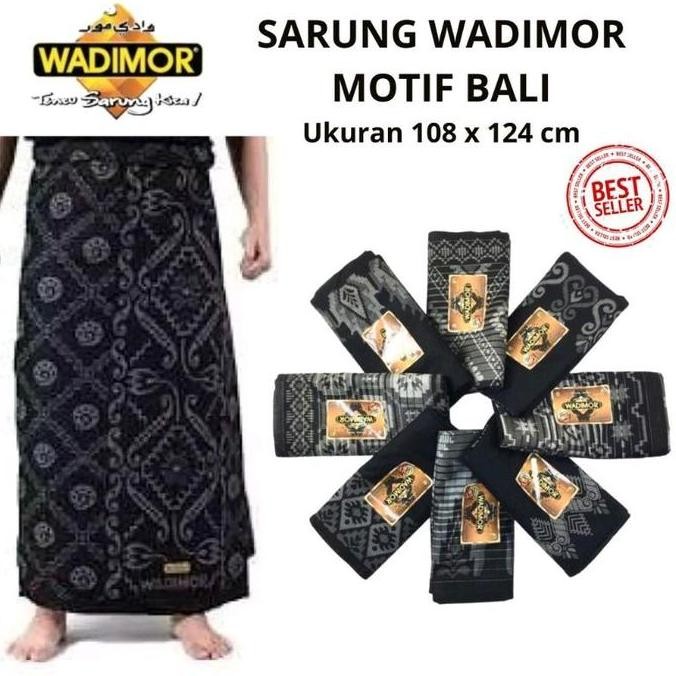 SARUNG WADIMOR MOTIF BALI HITAM KAIN SARUNG PRIA TENUN SONGKET BATIK  DEWASA COWOK