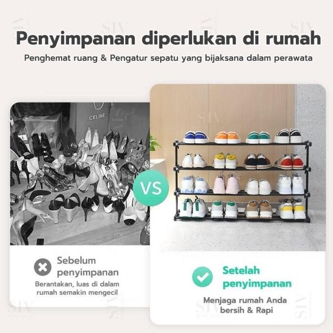 Rak Sepatu Yang Dapat Disesuaikan Rak Sepatu Besi Rak Sepatu Susun Serbaguna Untuk Sandal, Sepatu ke