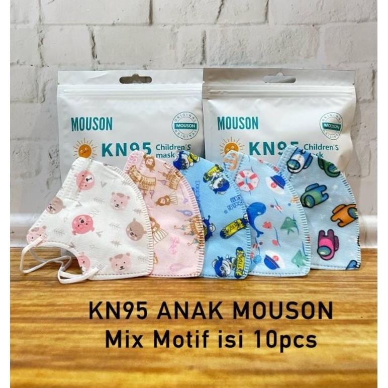 gs-56 FE24 Masker KN95 Anak MOUSON PREMIUM isi 10pcs Mix Girl Boy Campur Earloop Nyaman Sale Viral