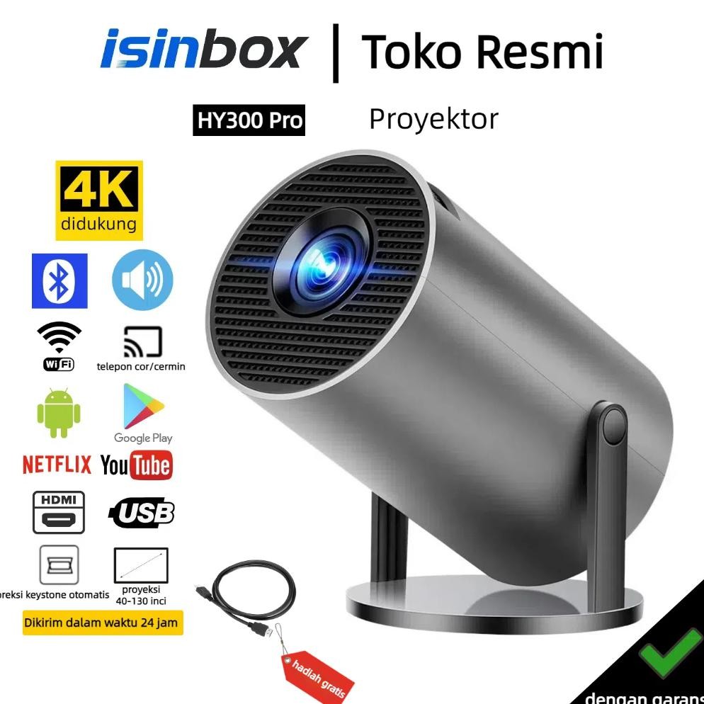Demetri Isinbox Hy300 Pro Proyektor Android 11 Pin Proyektor 4K Wifi Bluetooth Proyektor Portabel Ni